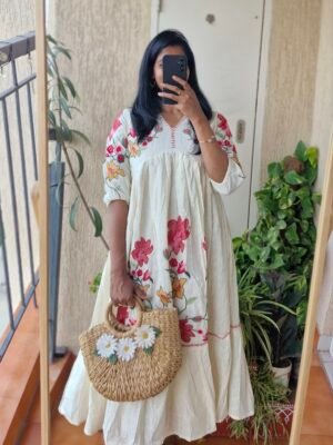 khadhi cotton half white dress.