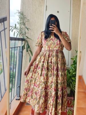 Kalamkaari floral cotton dress