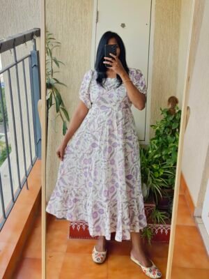 Half white  Pure cotton gown.