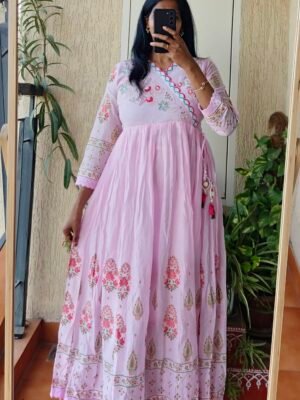 Baby pink Mul cotton kurta