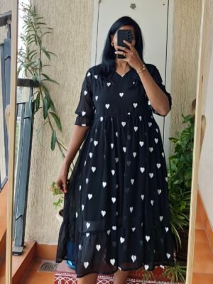 Black heart georgette frock