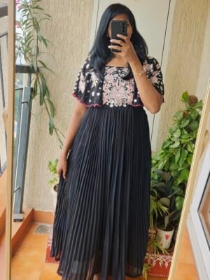 Black georgette gown.