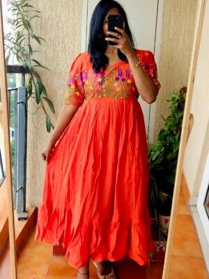 Bright orange mul cotton