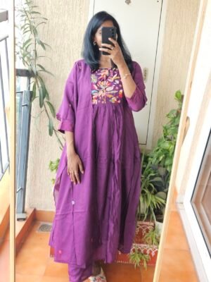 Purple Mulchanderi Kurta Set