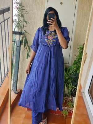 Blue mulchanderi co-ord set