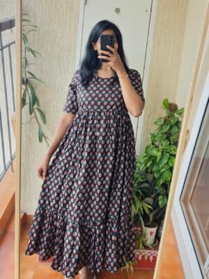 Ajrack print cotton frock.