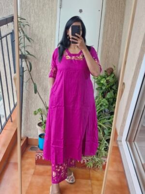 Magenta Embroidered Kurta set