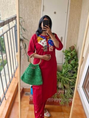 Red Applique work co-ord set