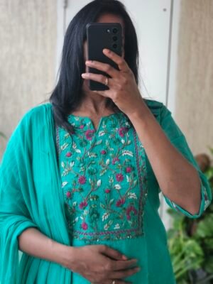 Green organza kurta set