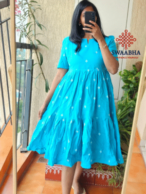 Sky blue Jamdhani dress