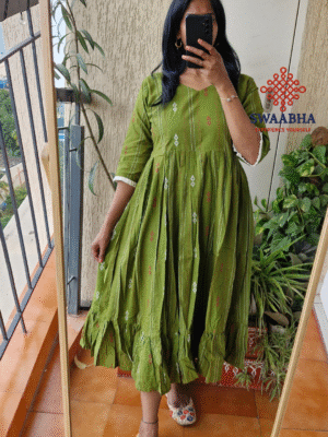 Methi green Jamdhani dress