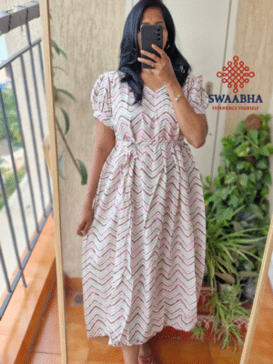 Stripes Mul cotton Gown.