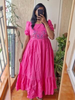 Pink Embroidered Casual dress