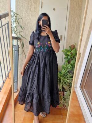 Black Embroidery casual frock