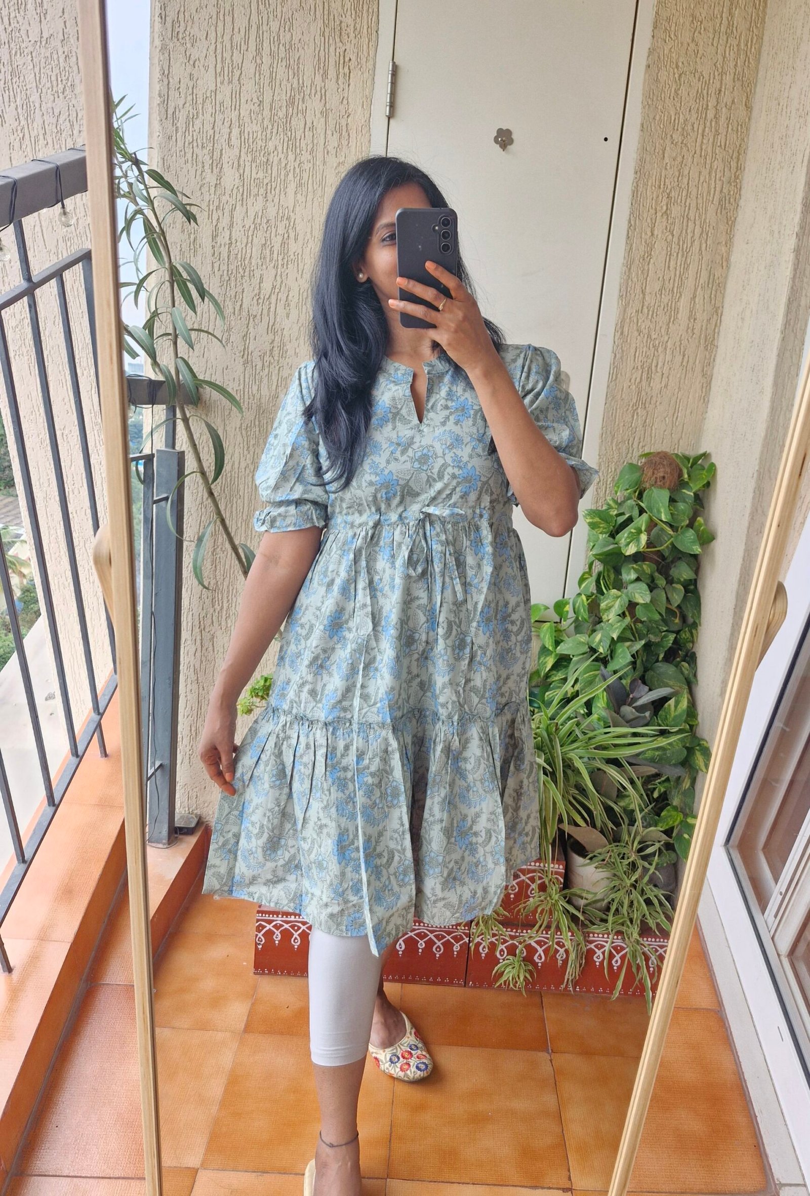 Grey floral cotton dress come tunic - Image 4