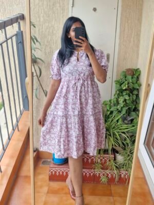 Lilac Floral cotton dress come Tunic