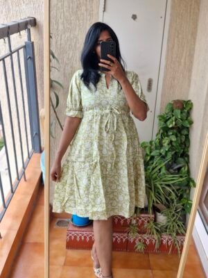Lime green cotton dress come tunic.