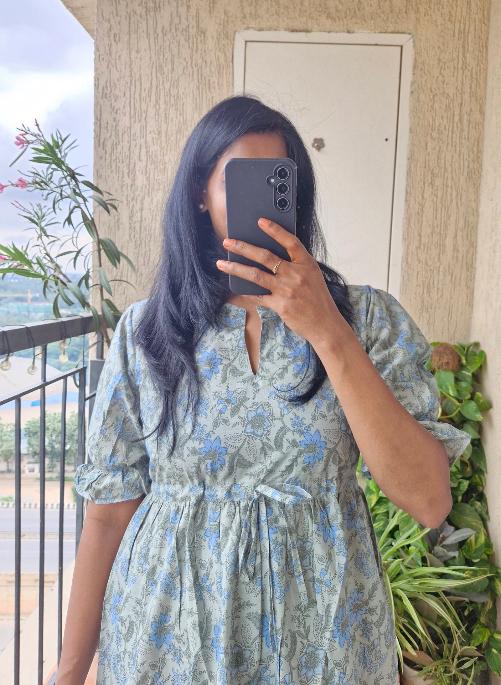 Grey floral cotton dress come tunic - Image 2