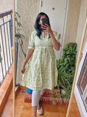 Lime green cotton dress come tunic.