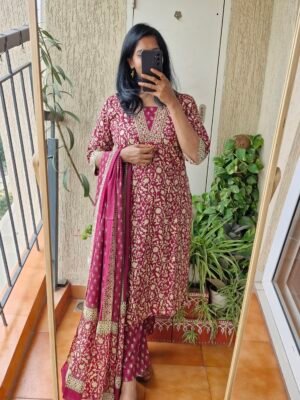 Wine Jaipur cottin kurta set