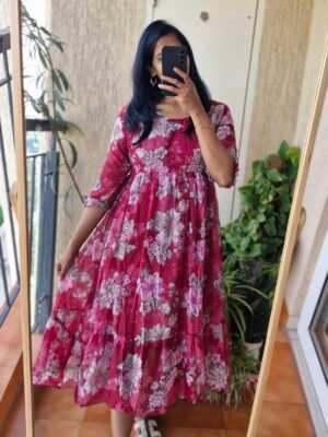 Mirchi Red floral Georgette Dress