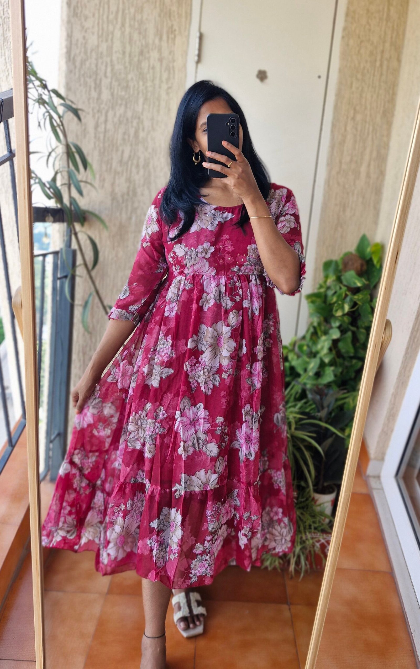 Mirchi Red floral Georgette Dress