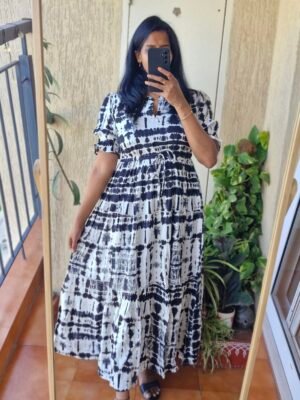 Black Tie&Dye Solid rayon maxi dress.