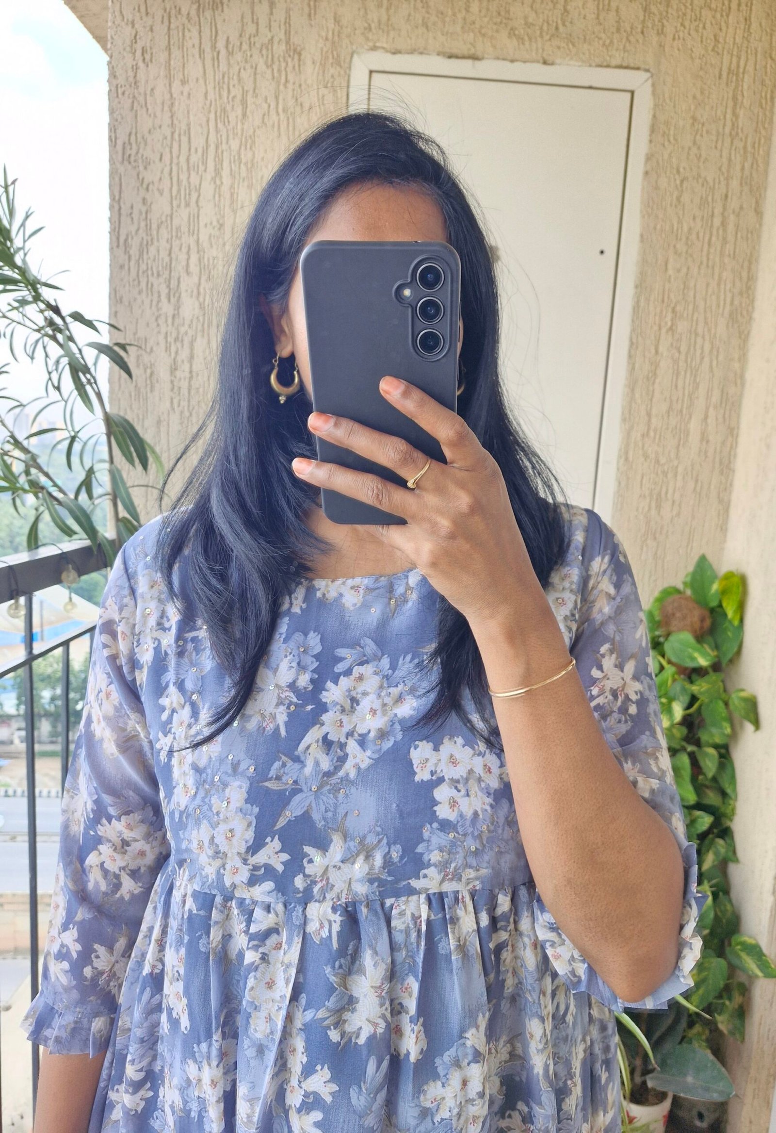 Grey Gerogette Floral Dress - Image 3