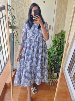 Grey Gerogette Floral Dress