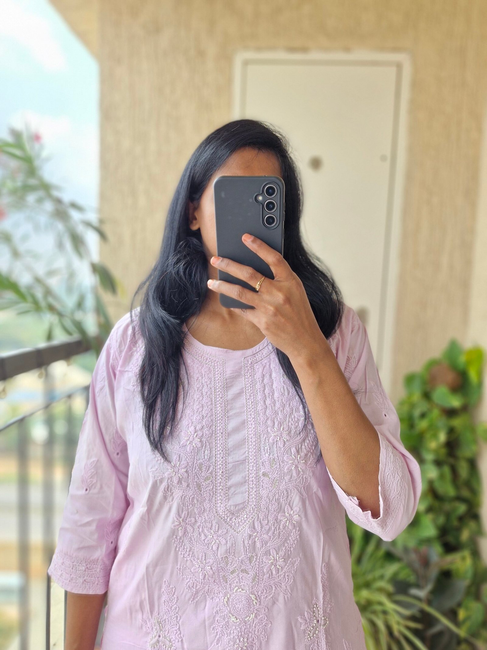 Lilac chikankari rayon Co-ord set. - Image 4