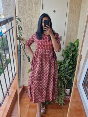 Brick Red floral Feeding cottin dress.