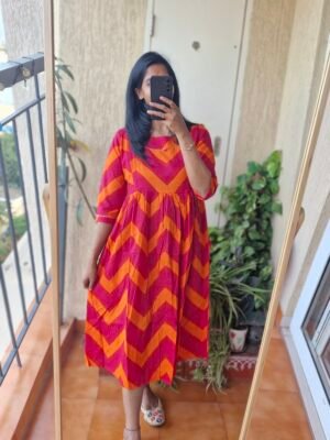 Pink Orange Feeding cotton dress.