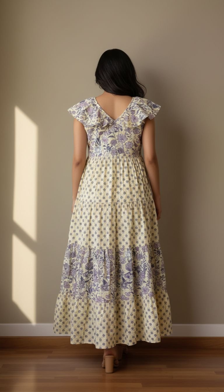 La La Long Red floral cotton Maxi dress - Image 6