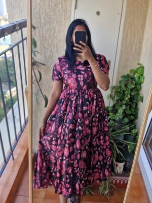 Black Tussar Silk Kalamkaari Dress.