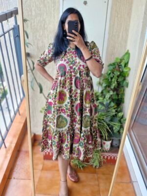 Kalamkaari floral cotton  midi dress
