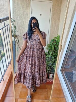 Kalamkaari blue cotton dress.