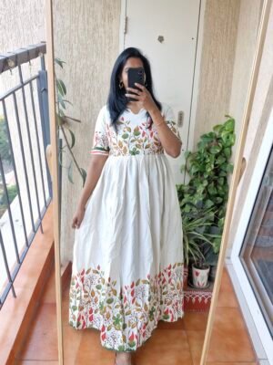 Khadi floral cotton dress.