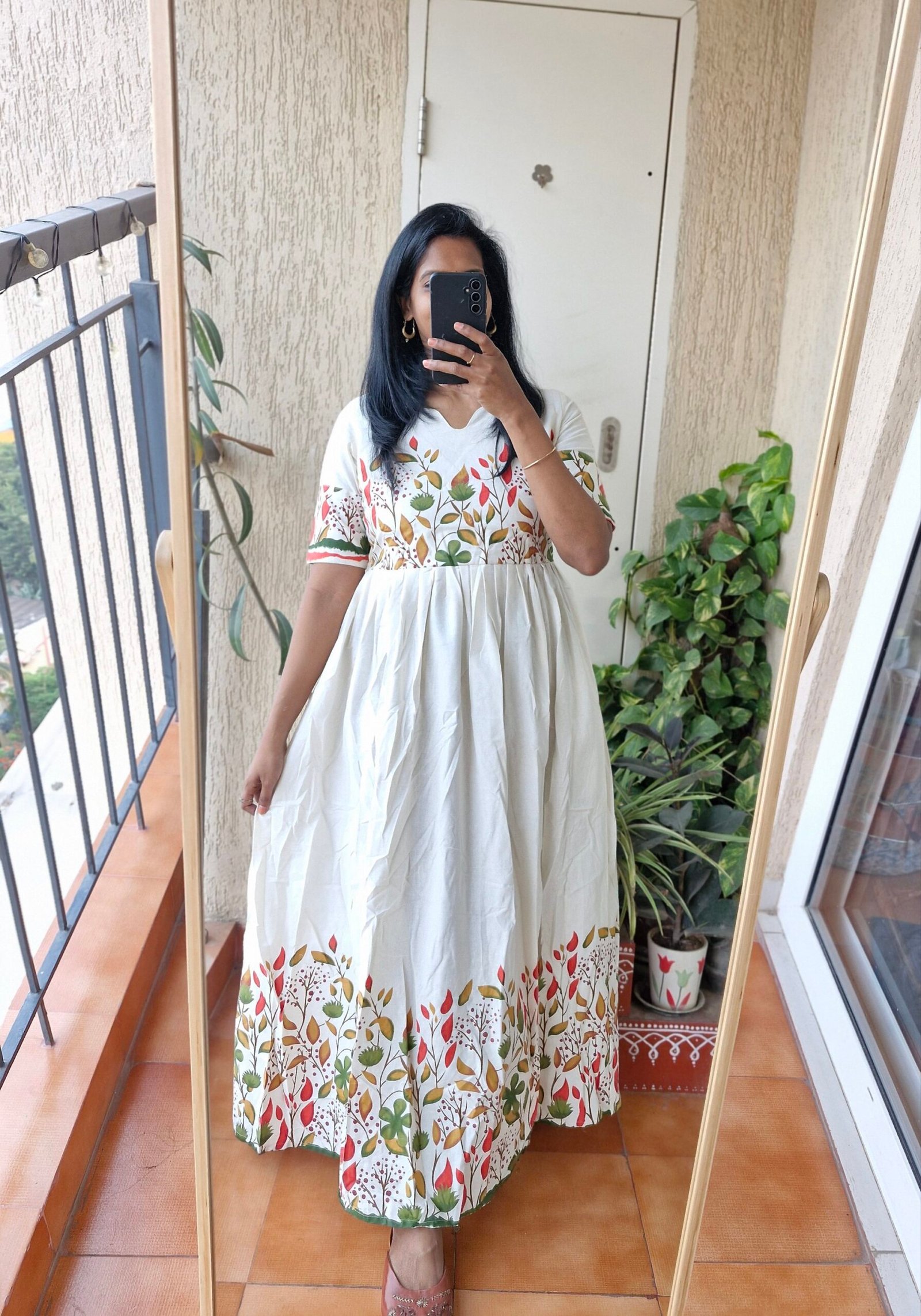 Khadi floral cotton dress.