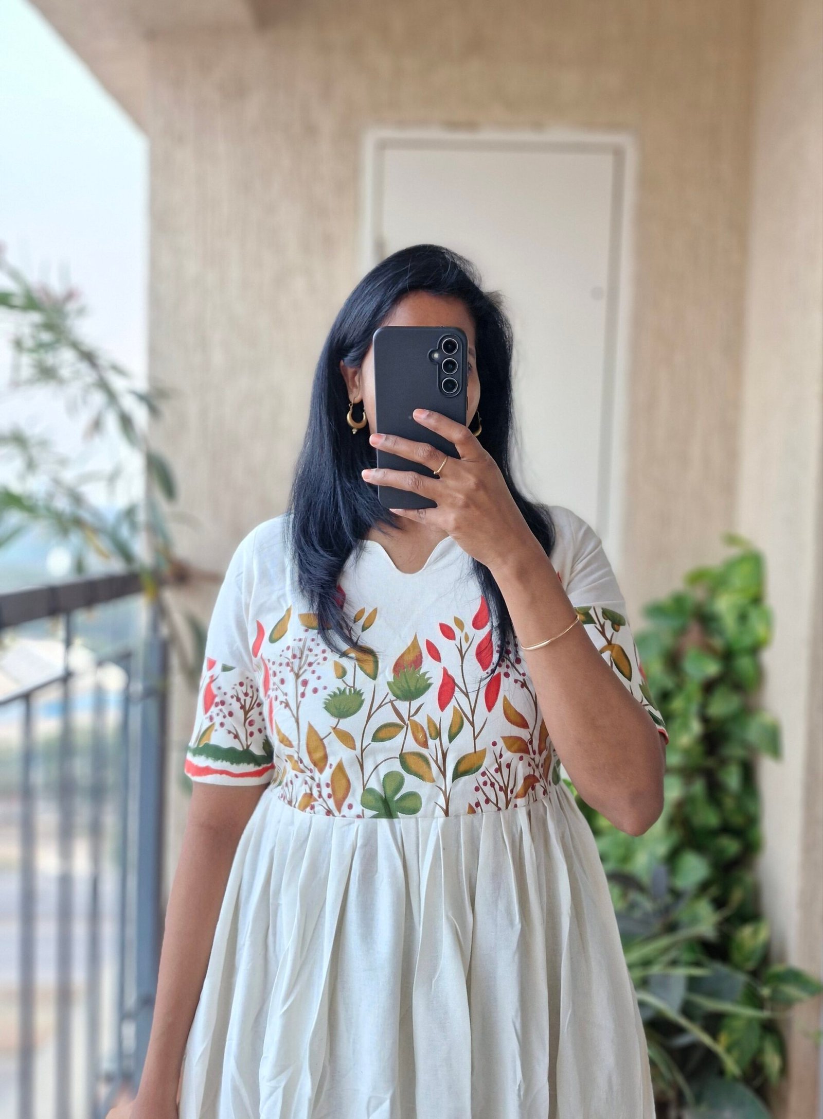 Khadi floral cotton dress. - Image 5