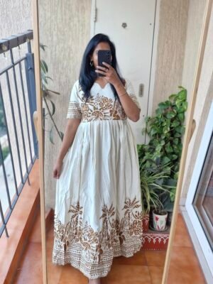 khaadi brown maxi dress.