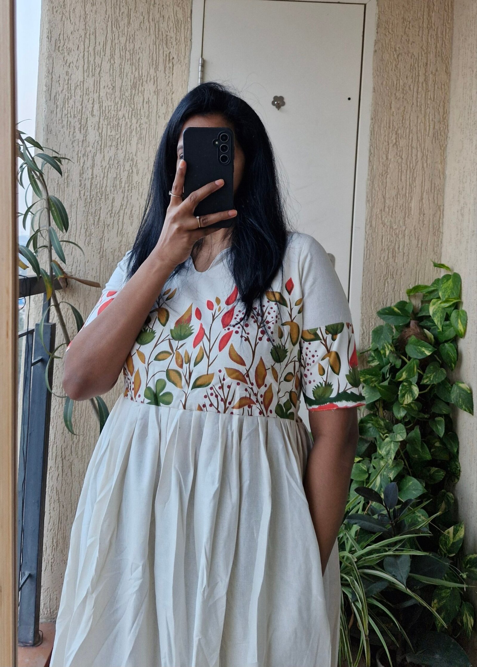 Khadi floral cotton dress. - Image 6