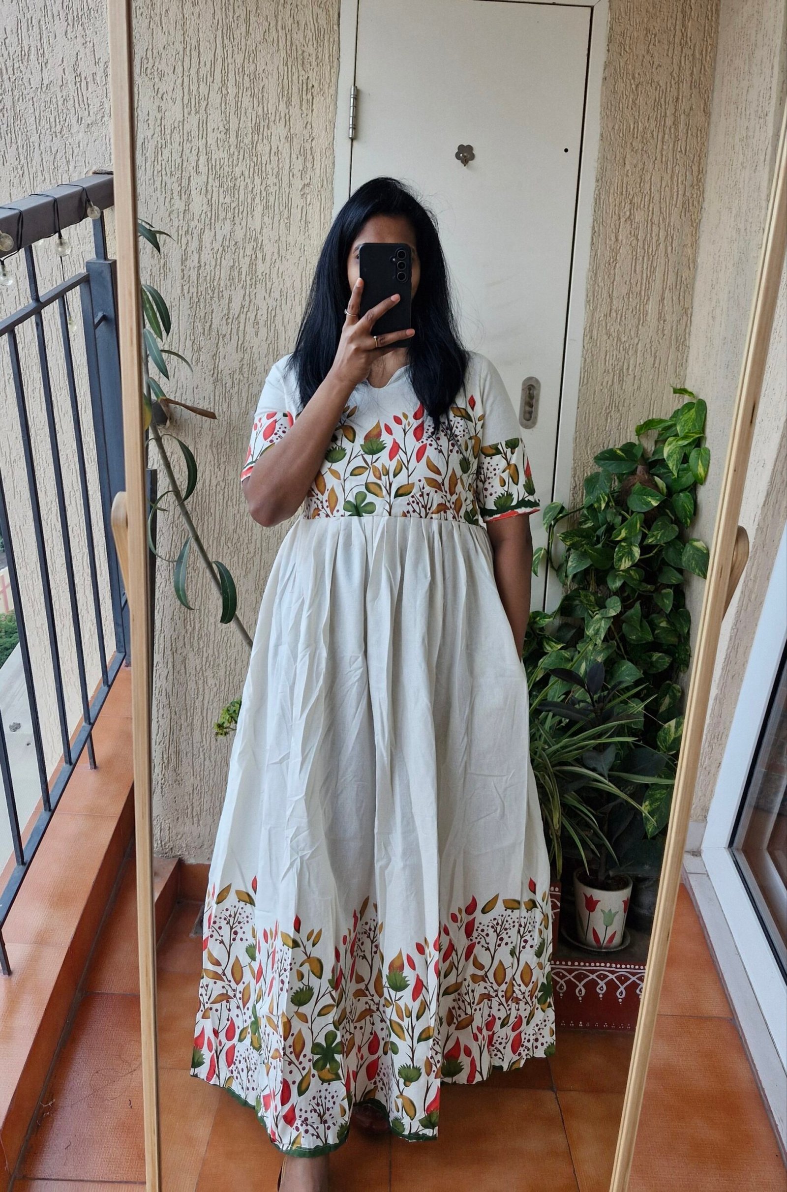 Khadi floral cotton dress. - Image 7