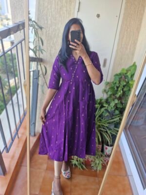 Purple Raw silk kurta dress.