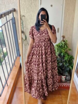 kalamkari brown cotton dress