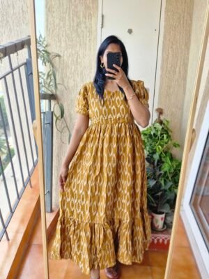 Kalamkaari Mustard cotton dress.
