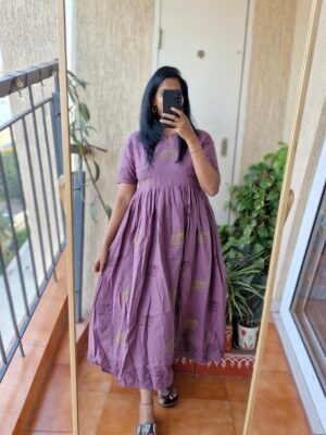 Mauve khaadi cotton elphant dress.