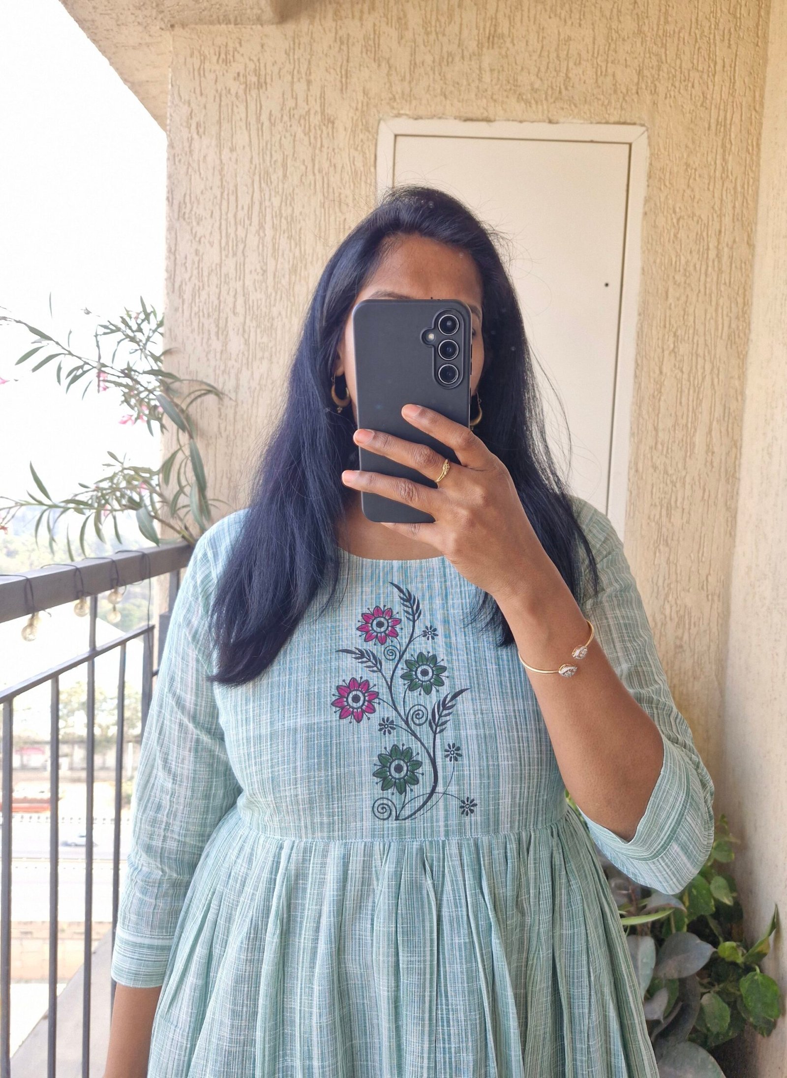 Pastel Green block print dress. - Image 4