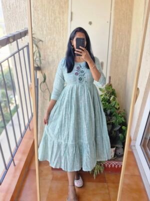 Pastel Green block print dress.