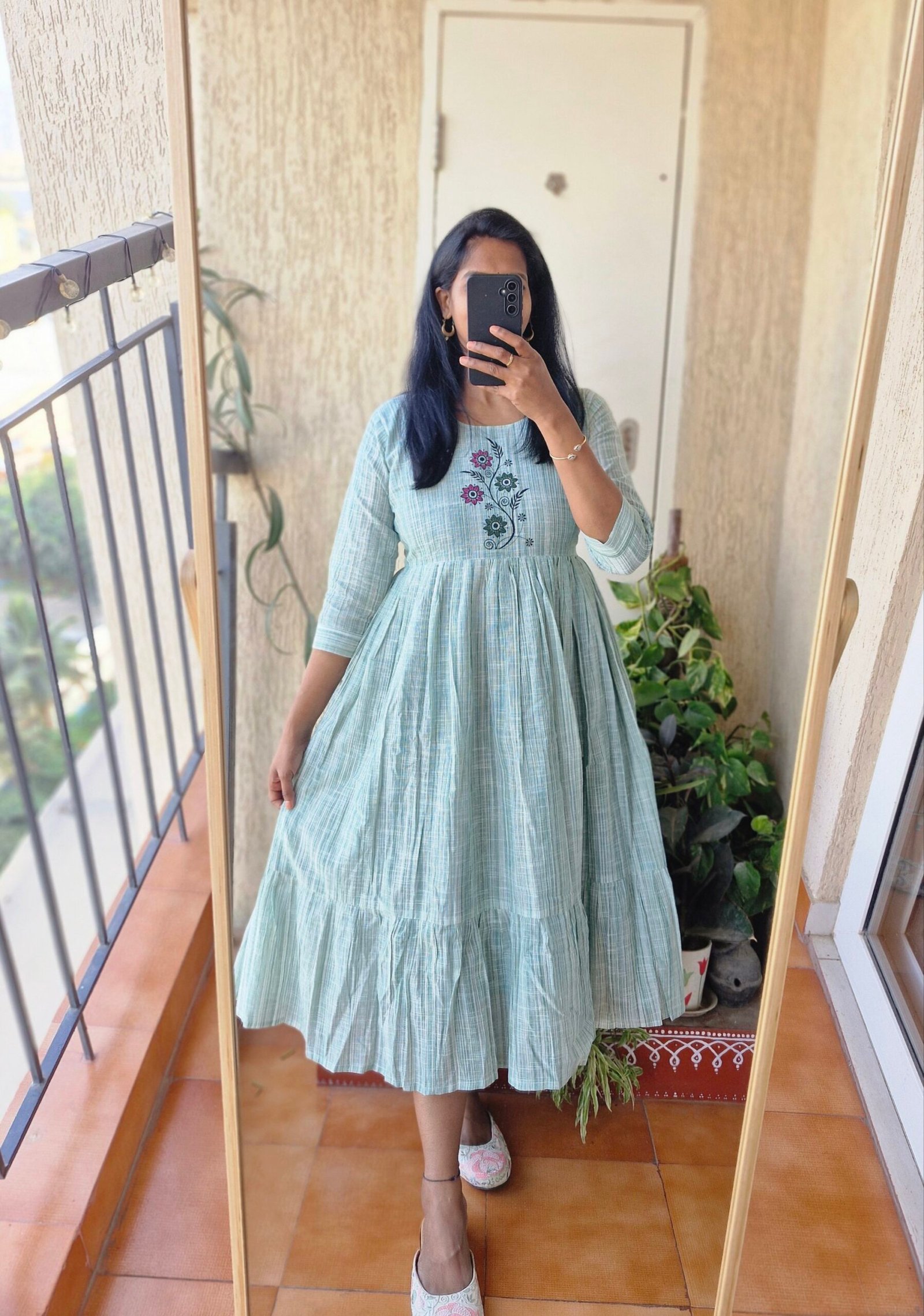 Pastel Green block print dress.