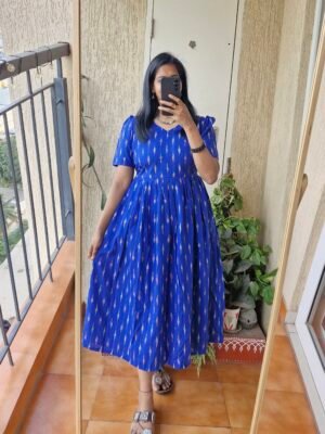 Royal blue Ikkath dress.